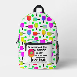 Pickleball Paddles and Balls Rainbow Pattern Printed Backpack