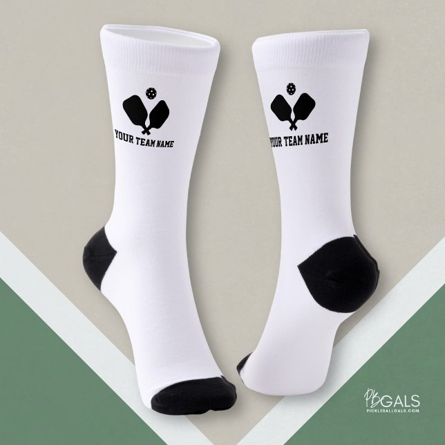 Pickleball Paddles Black White Personalised Team Socks (Creator Uploaded)