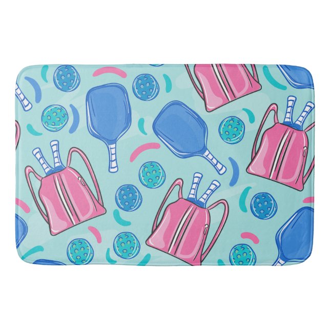 Pickleball Paddles Blue  Bath Mat (Front)