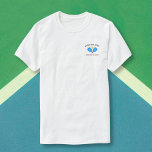 Pickleball Paddles Club Team Logo Custom T-Shirt<br><div class="desc">Sporty pickleball shirt featuring 2 blue pickleball paddles and a ball and 2 lines of custom text. Perfect for a pickleball club t-shirt,  pickleball partners/teammates - great for tournament or Rec play.</div>