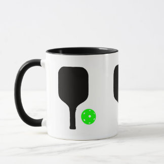 Pickleball paddles & green ball mug
