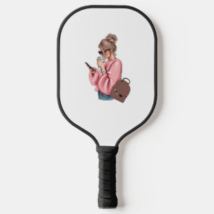 pickleball paddles love girl drink coffee