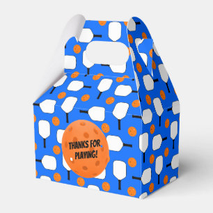 Pickleball Paddles, Orange Pickleball Balls, Blue Favour Box