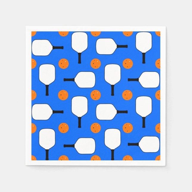 Pickleball Paddles, Orange Pickleball Balls, Blue Napkin (Front)