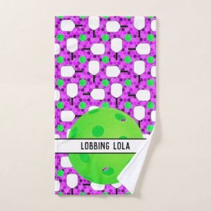 Pickleball Paddles Personalised Purple Honeycomb Hand Towel