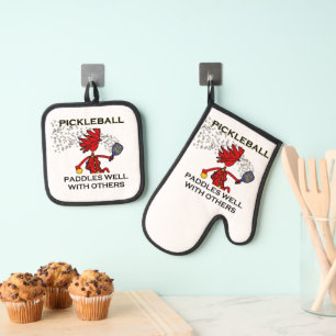 Pickleball Paddles Well With Others Oven Mitt & Pot Holder Set