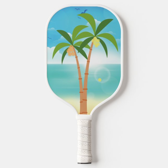 Pickleball Paradise Palm Trees Pickleball Paddle (Front)