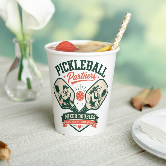 Pickleball Partners Mixed Doubles Paper Cups (Insitu)