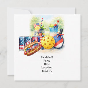 Pickleball Party 4th July Independence Day America Save The Date