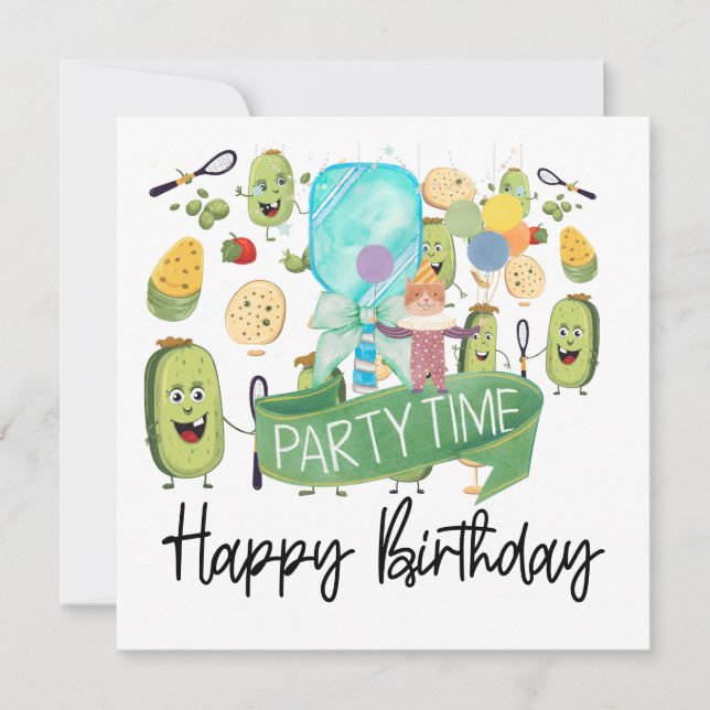 Pickleball Party Birthday  Card (Front)