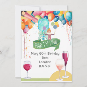 Pickleball Party Birthday watercolor Invitation