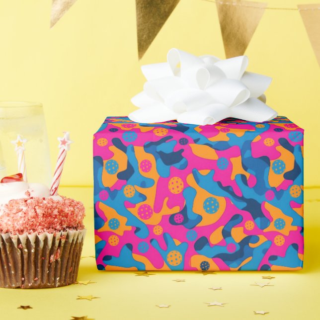 Pickleball Party Camo Wrapping Paper (Birthday Party)