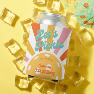 Pickleball Party Colourful Retro Sun burst Custom Can Cooler