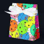 Pickleball Party Confetti and Pickleball Balloons  Favour Box<br><div class="desc">Festive pickleball party gift favour box bag for any pickleball player with colourful confetti and pickleball balloons on a white background. Blue, red, bright green, yellow, pink, and purple balloons made from pickleball balls. Colourful pickleball-themed birthday, anniversary, thank you, end-of-rec season party, congratulations, tournament gift bag favour box for your...</div>