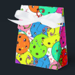 Pickleball Party Confetti and Pickleball Balloons  Favour Box<br><div class="desc">Festive pickleball party gift favour box bag for any pickleball player with colourful confetti and pickleball balloons on a white background. Blue, red, bright green, yellow, pink, and purple balloons made from pickleball balls. Colourful pickleball-themed birthday, anniversary, thank you, end-of-rec season party, congratulations, tournament gift bag favour box for your...</div>