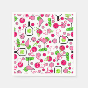 Pickleball Party Cosmo Cocktail Pink and Green Napkin