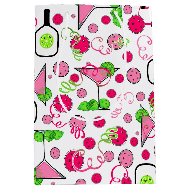 Pickleball Party Cosmo Day Dinking on White Medium Gift Bag (Front)