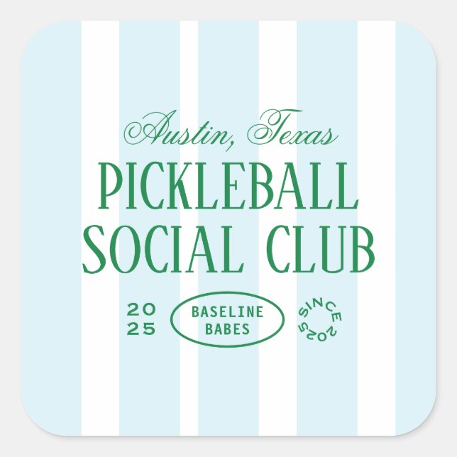 Pickleball Party Favour Green & Blue Sticker Desig (Front)