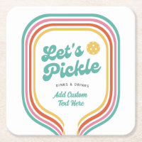 Pickleball Party Let's Pickle Retro Rainbow Stripe