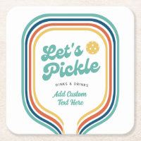 Pickleball Party Let's Pickle Retro Rainbow Stripe