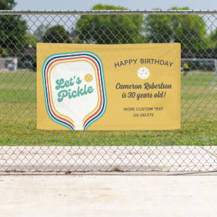 Pickleball Party Let's Pickle Retro Stripe Custom Banner