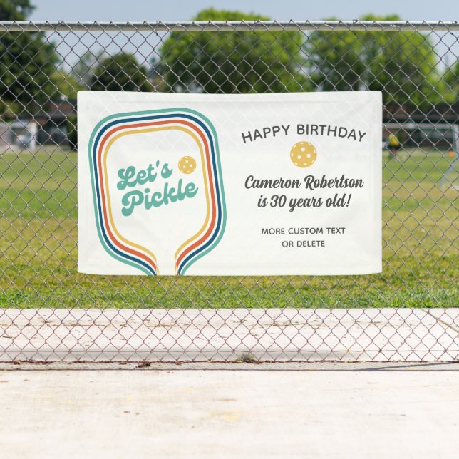 Pickleball Party Let's Pickle Retro Stripe Custom Banner (Insitu)