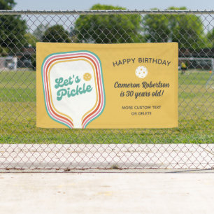 Pickleball Party Let's Pickle Retro Stripe Custom Banner