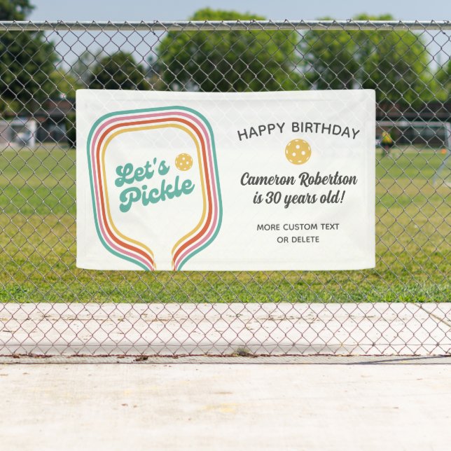 Pickleball Party Let's Pickle Retro Stripe Custom Banner (Insitu)