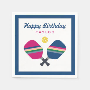 Pickleball Party Personalised Name Blue Napkin