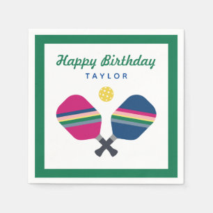 Pickleball Party Personalised Name Green Napkins