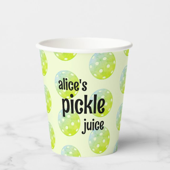 Pickleball Party Pickle Juice Custom Green Paper Cups (Front)