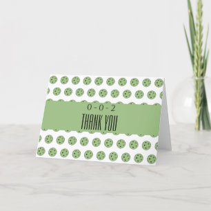Pickleball Party Sage and Cream Pickleballs 0-0-2  Thank You Card