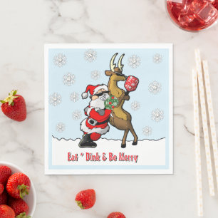 Pickleball Party Santa Reindeer Snowflakes Napkin