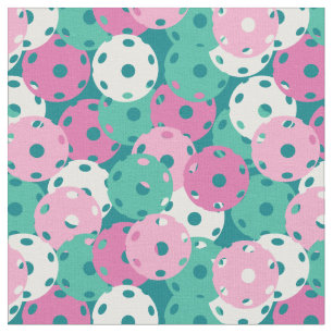Pickleball - pastel pink and minty on green fabric