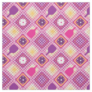 Pickleball pattern - purple, pink, yellow  fabric
