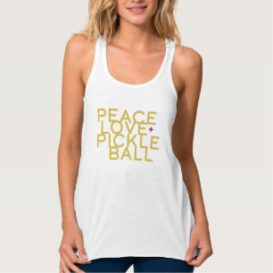 Pickleball Peace and Love Graphic Yellow Singlet