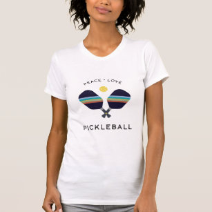 Pickleball, Peace and Love Striped Paddles T-Shirt