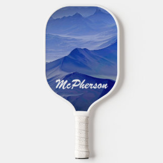 Pickleball personalise with Name Blue Background Paddle
