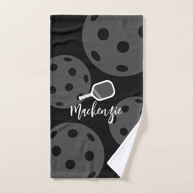 Pickleball Personalised Gear Black Grey Hand Towel (Hand Towel)
