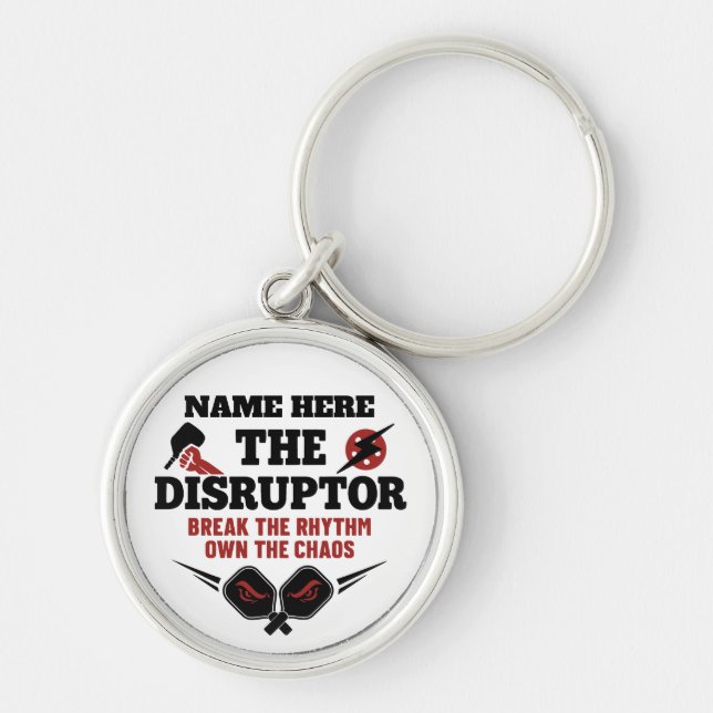 Pickleball Personalised Name The Disruptor Key Ring (Front)