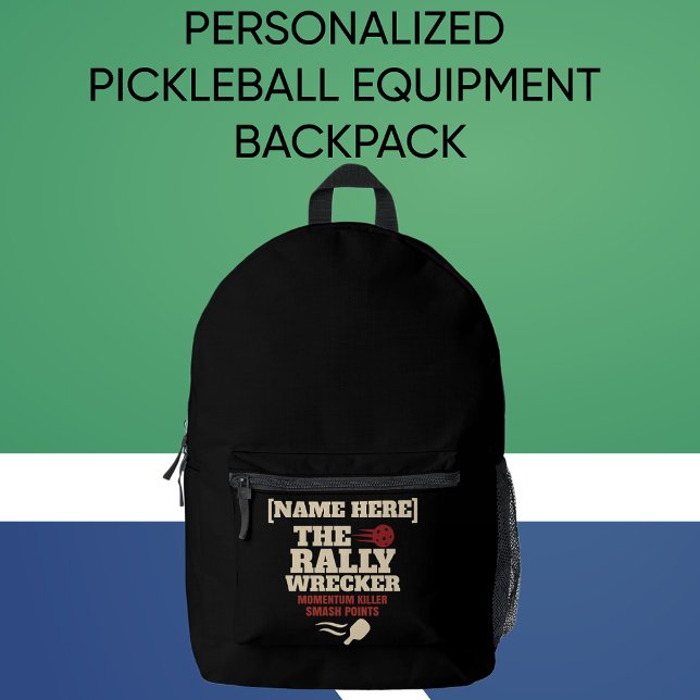 Pickleball Personalised Name The Rally Wrecker Printed Backpack (PICKLEBALL PERSONALIZED NAME BACKPACK)