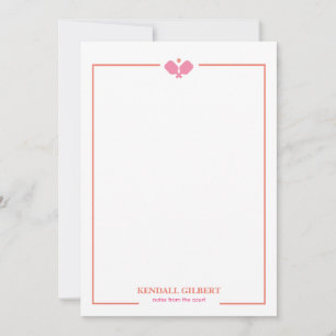Pickleball Personalised Notecard   Pink and Coral