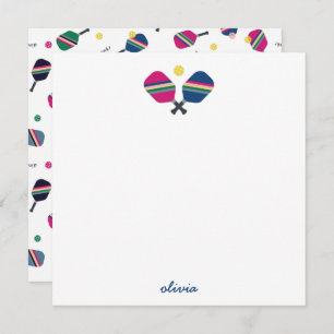 Pickleball Personalised Script Name Blue Note Card