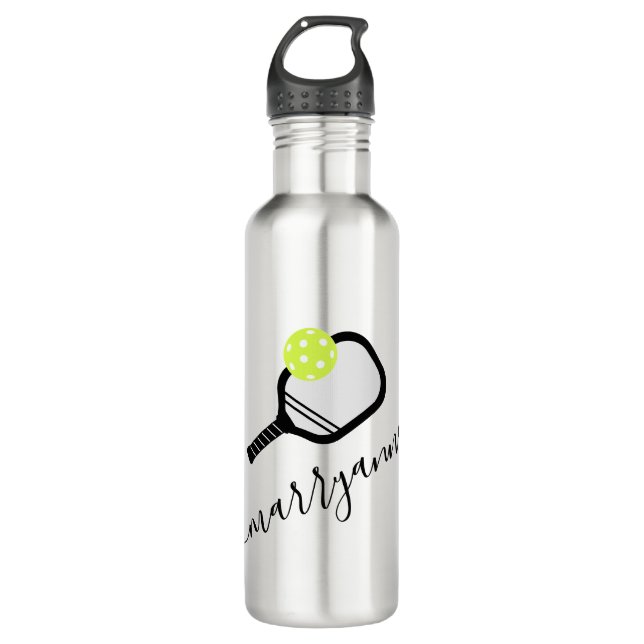Pickleball Personalised Script Name on 710 Ml Water Bottle (Front)