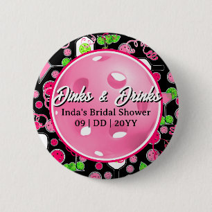 Pickleball Personalized Bridal Shower Swag 6 Cm Round Badge