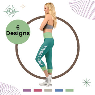 Pickleball Personalized Sea Green High Waisted Capri Leggings