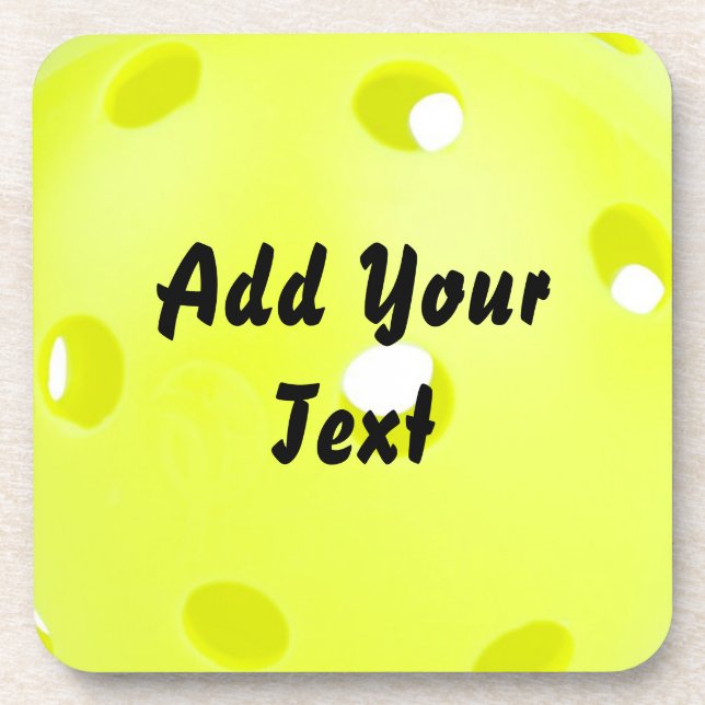 Pickleball Pickle Ball Yellow Customise Personaliz Coaster (Front)