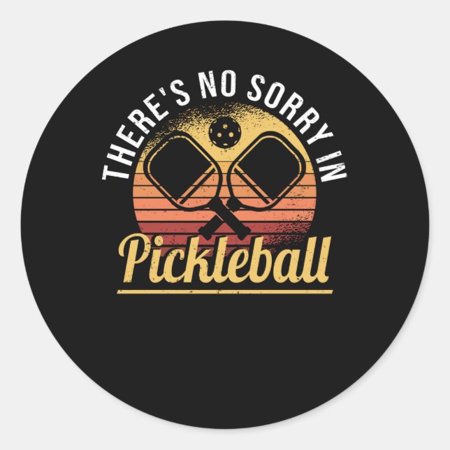 Pickleball Pickleball Player No Time Retro Classic Round Sticker (Front)