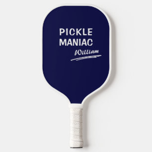 Pickleball PickleManiac Name Modern funny Blue Paddle