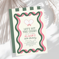 Pickleball Pink & Green Stripes Adult Birthday